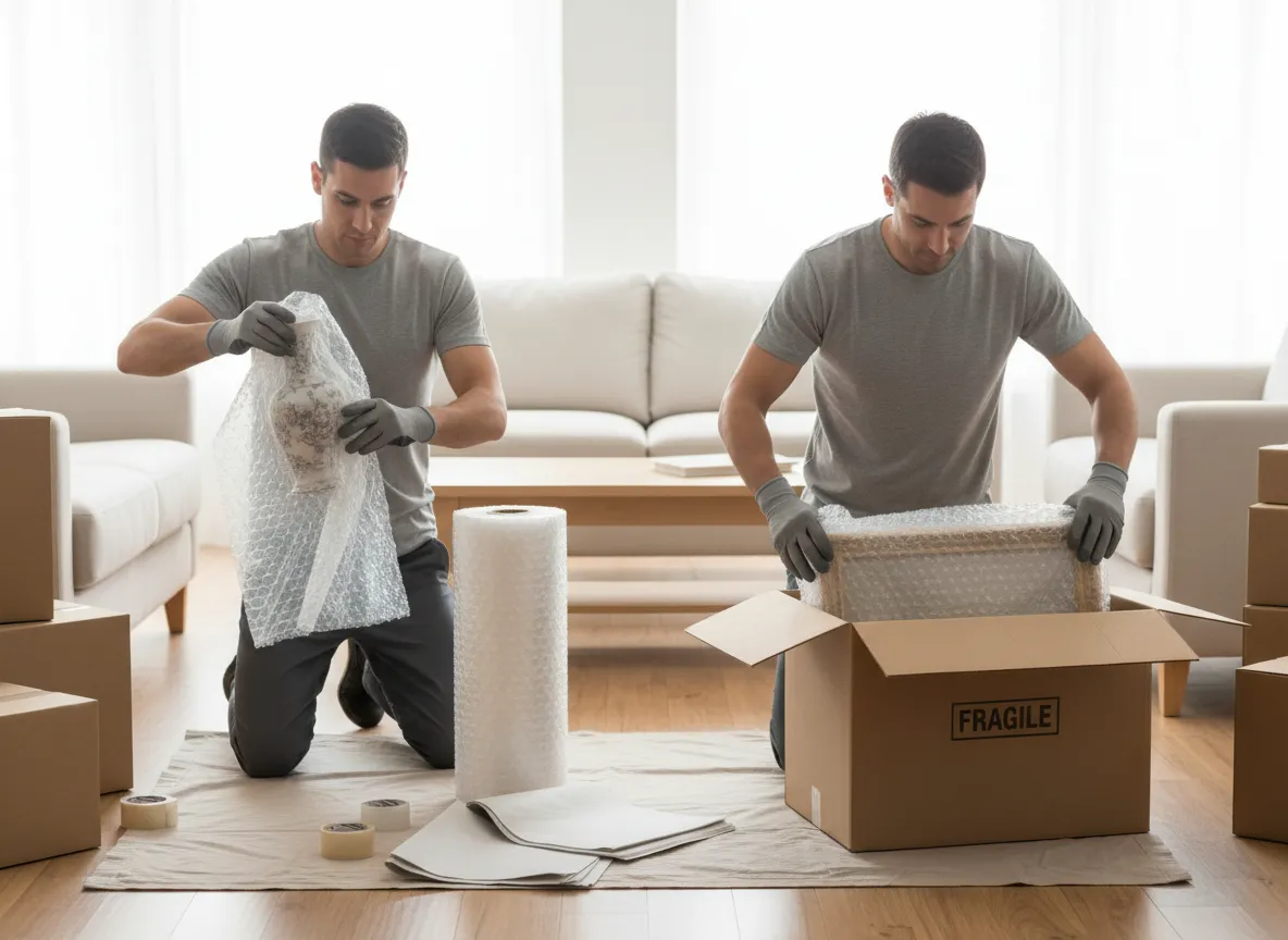 Professional packing services preparing boxes